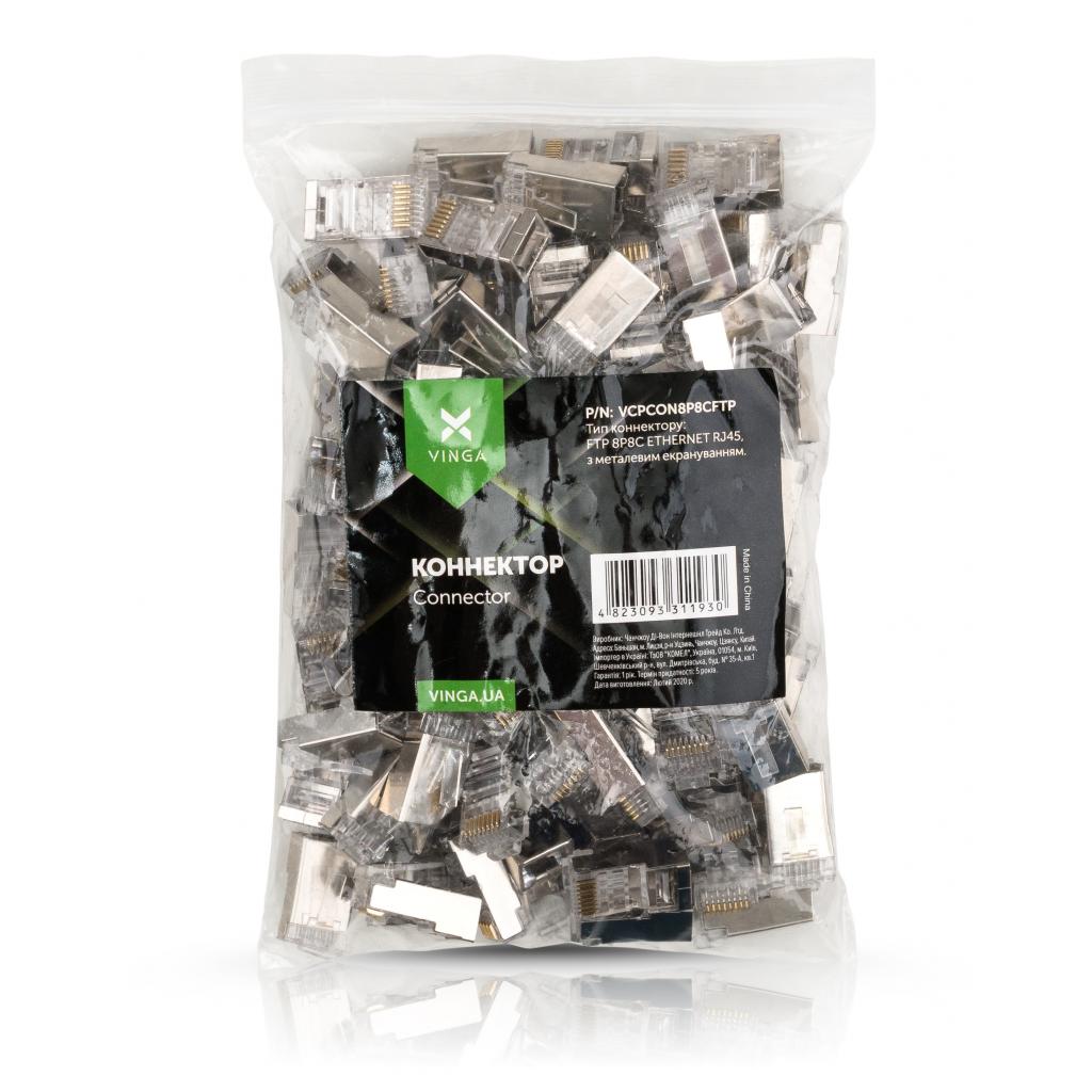 Конектор Vinga RJ-45 FTP 100 шт. (VCPCON8P8CFTP) - picture 1