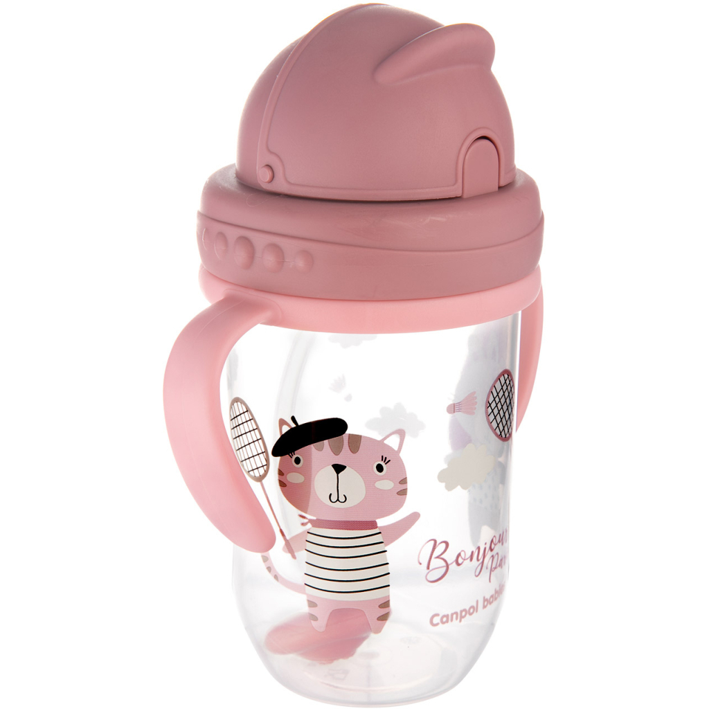 Поїльник-непроливайка Canpol babies Bonjour Paris з трубочкою та обтяжувачем 270 мл Червона (56/607_red) - зображення 3