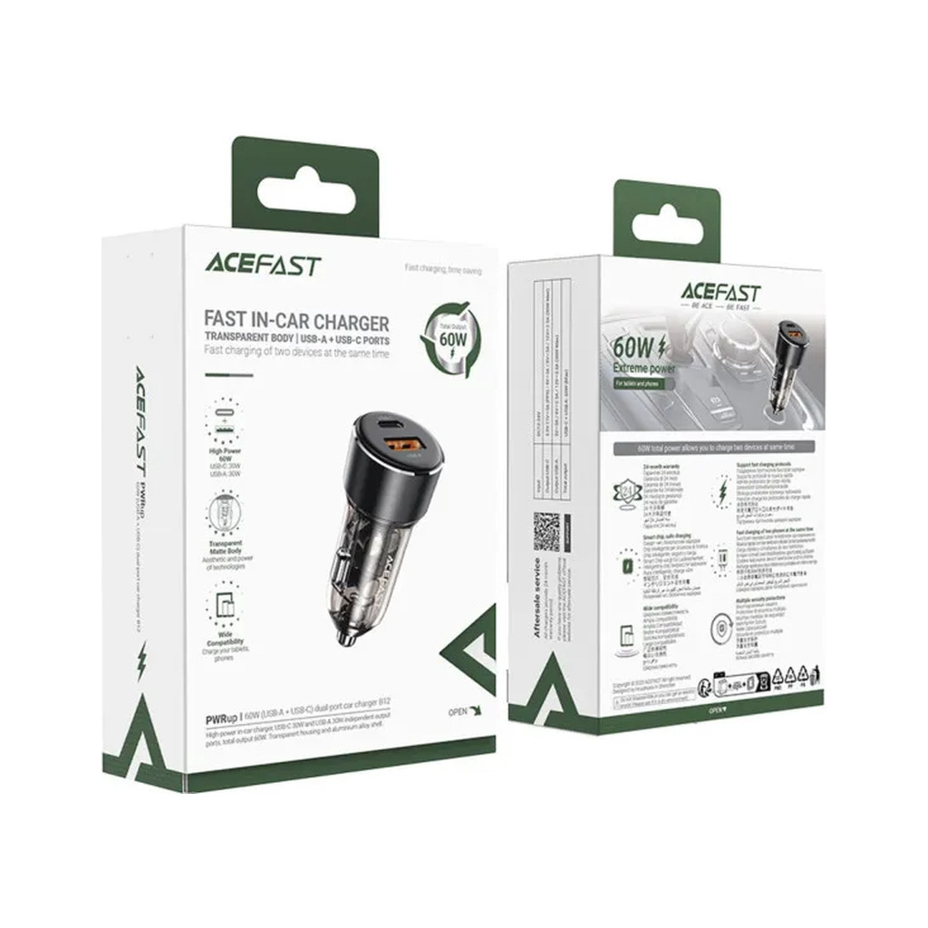 Зарядний пристрій Acefast 2xUSB 60W (USB-C + USB-A) B12 (6974316282914) - зображення 4