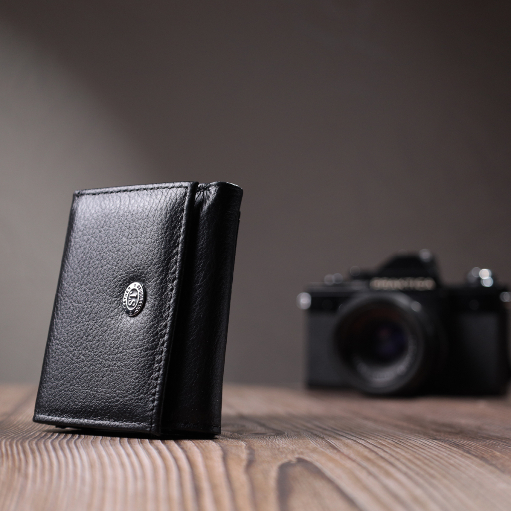 Гаманець ST Leather З монетницею з натуральної шкіри Чорний (22730) - зображення 9