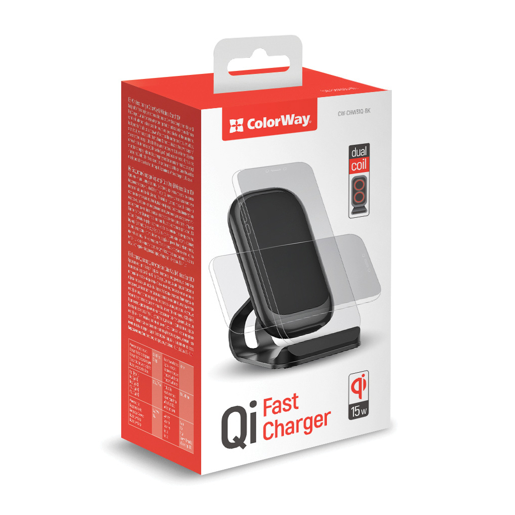 Зарядний пристрій ColorWay Wireless Stand 15W Black (CW-CHW31Q-BK) - зображення 2