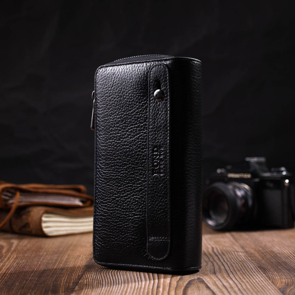 Гаманець Bond Accessories З двома відділеннями із натуральної шкіри Чорна (22027) - зображення 9