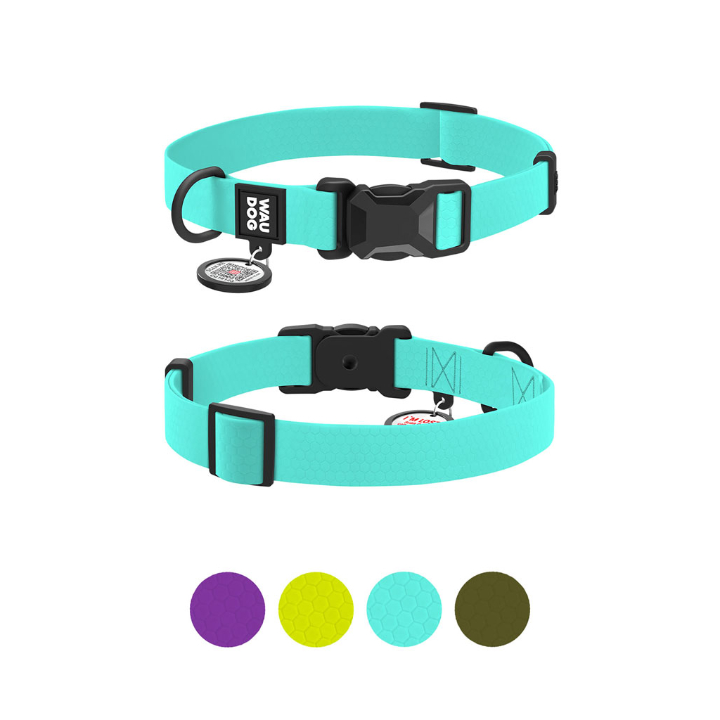 Нашийник для тварин WAUDOG Magnet c QR паспортом, магнітна пряжка-фастекс XL тіффані (279727) - зображення 5