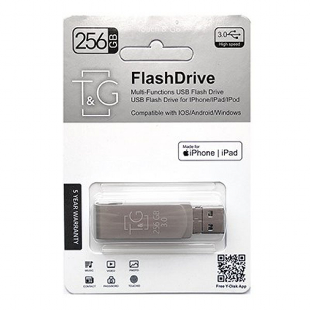 USB флеш накопичувач T&G 256GB 007 Metal Series USB 3.0 (TG007IOS-256G3) - зображення 1