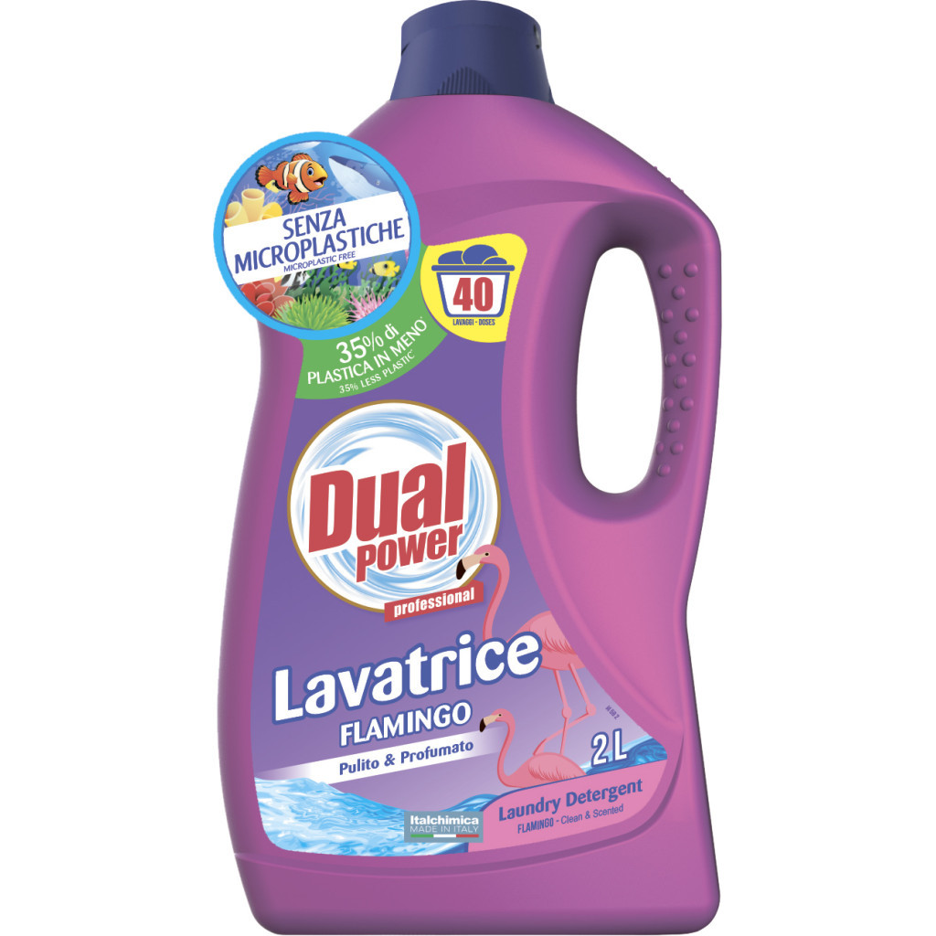 Гель для прання Dual Power для білих і кольорових речей Фламінго 2 л (8054633837337) - зображення 1