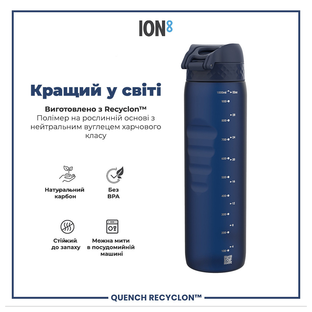 Пляшка для води ION8 OneTouch 1000 мл BPA Free, Navy (I8RF1000NAV) - зображення 6