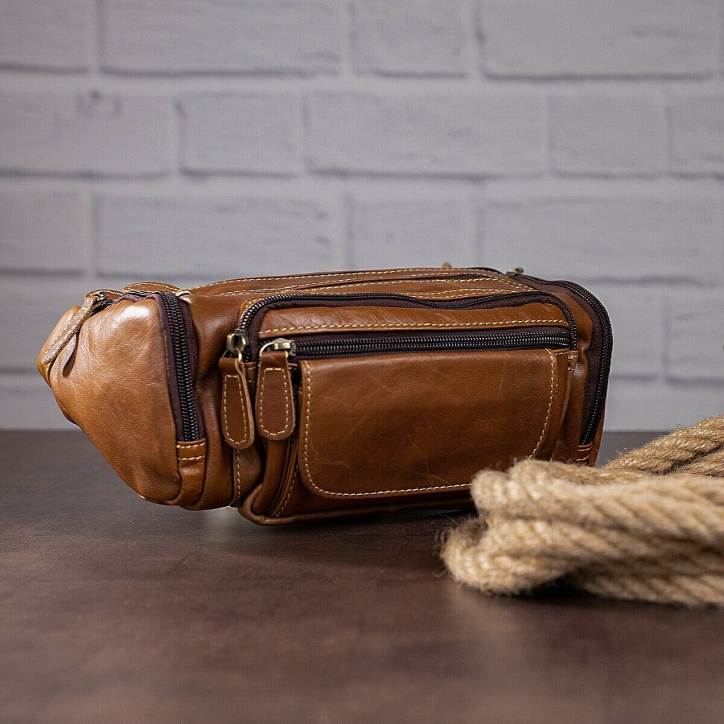 Сумка Vintage На пояс об'ємна Коричнева (14695) - зображення 5