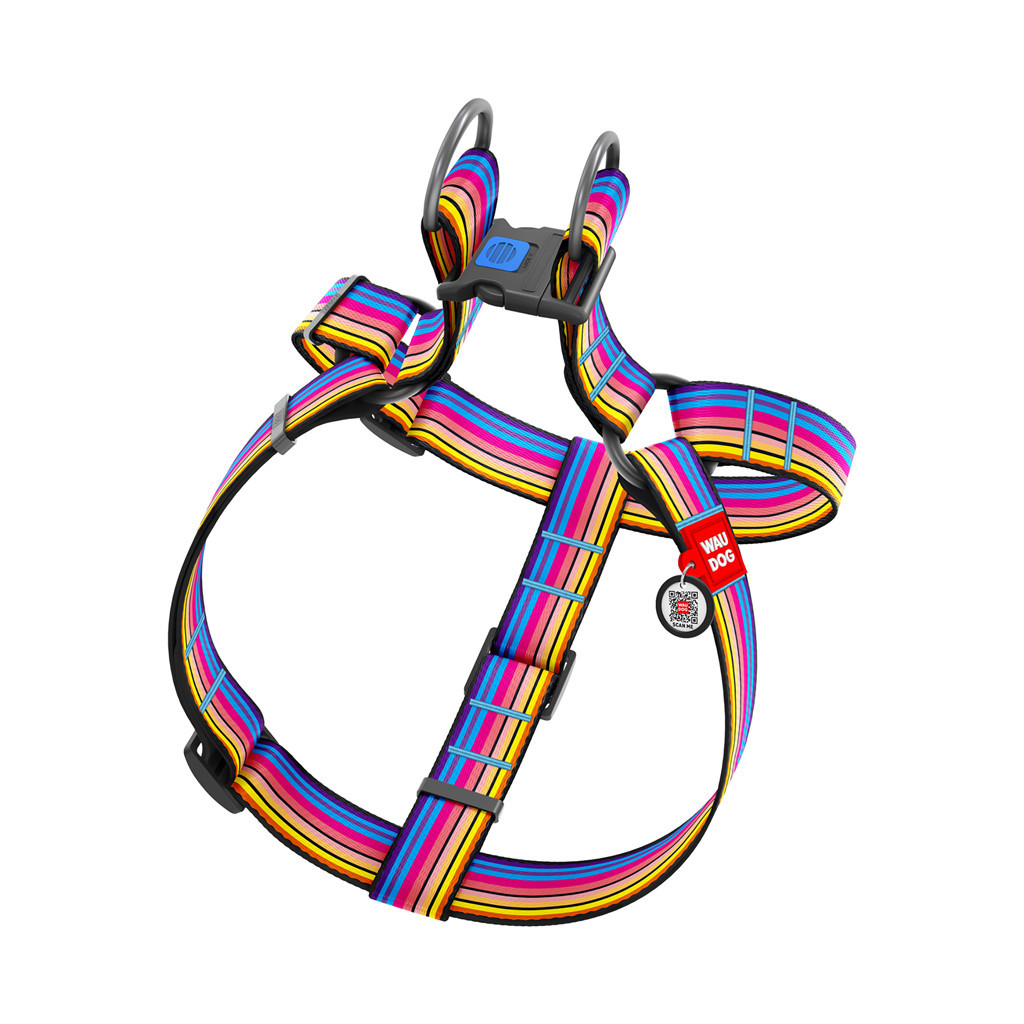 Шлея для собак WAUDOG Nylon з QR паспортом "Лінія 1" пластиковий фастекс XL (324-0006) - изображение 2