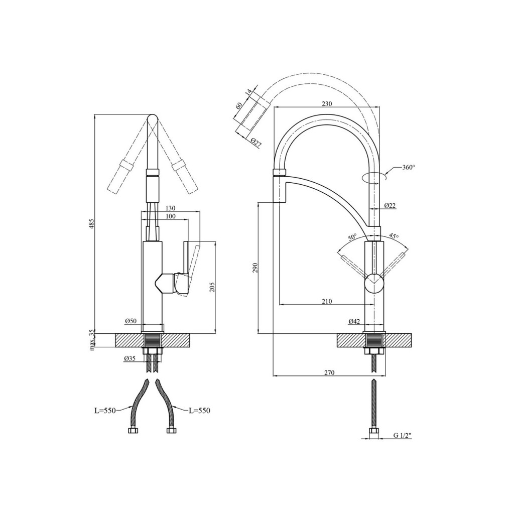 Змішувач Kroner Ersel-C03900BLK - зображення 9