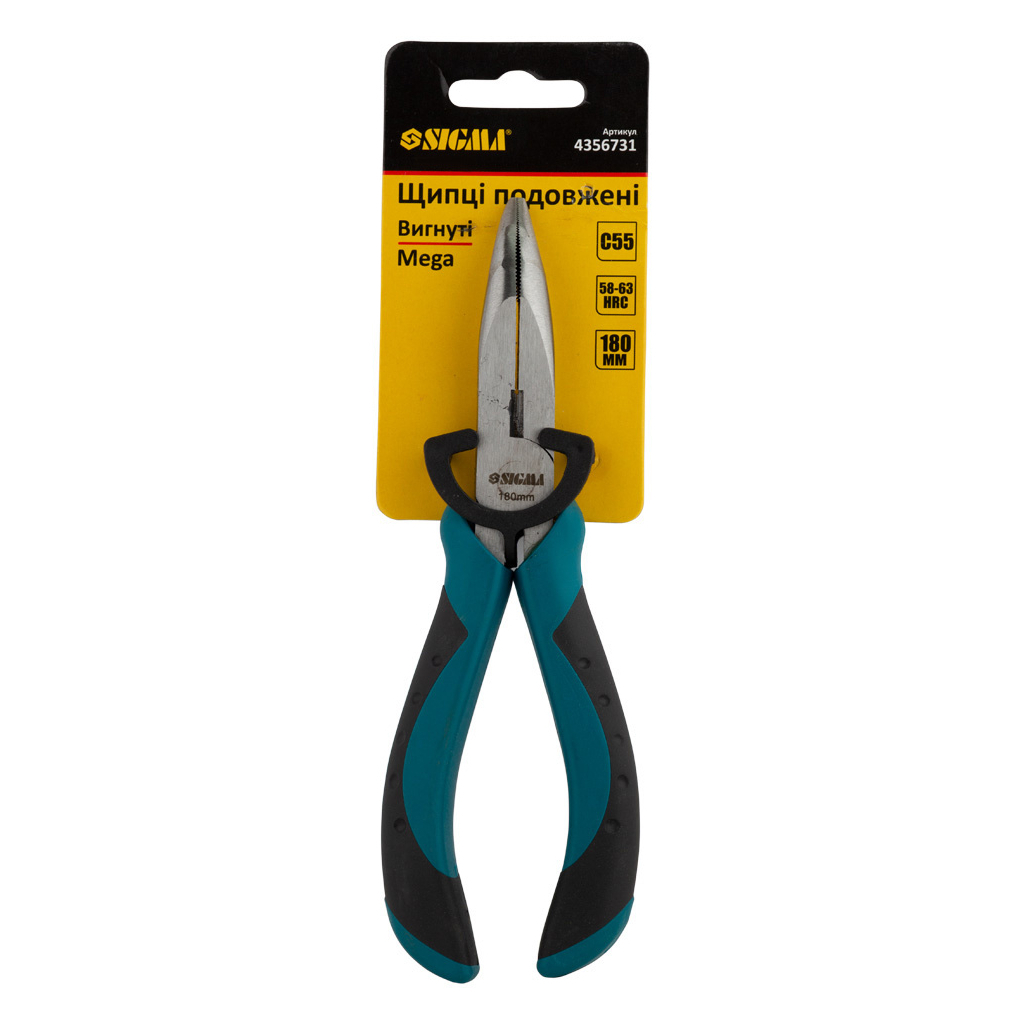Плоскогубці Sigma довгогубці вигнуті 180мм Mega (4356731) - зображення 3