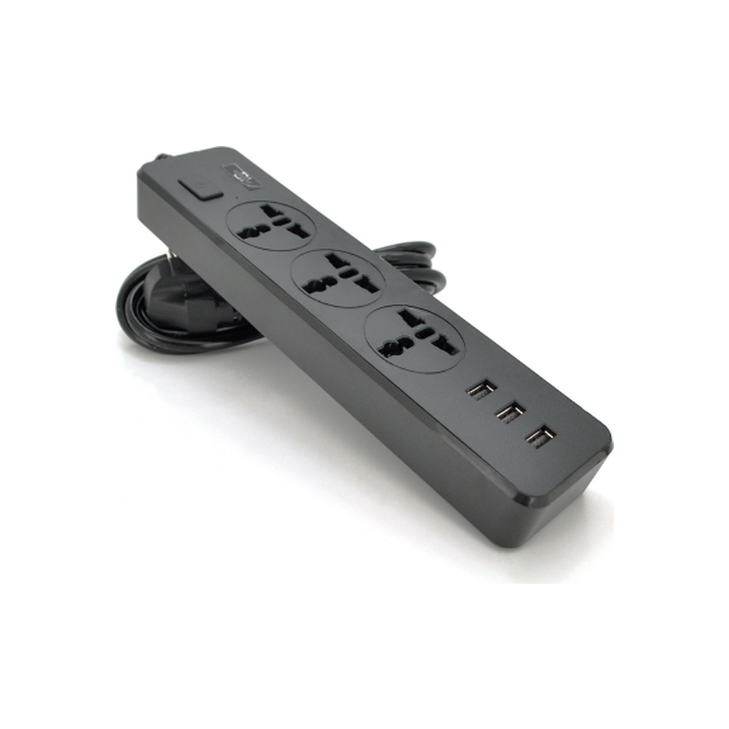 Мережевий фільтр живлення Voltronic TВ-Т13, 3 роз, 3*USB Black (ТВ-Т13-Black) - зображення 1