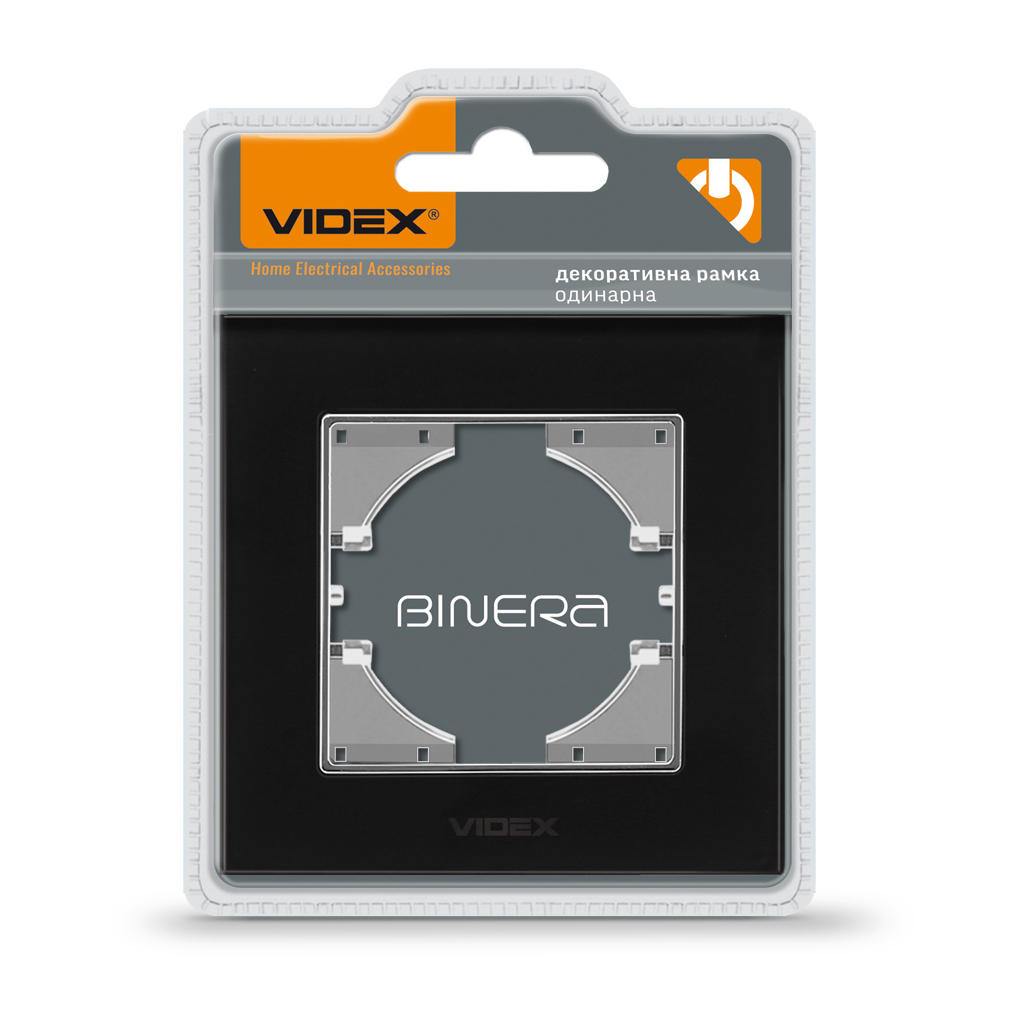 Рамка Videx BINERA чорне скло одинарна (VF-BNFRG1H-B) - изображение 1