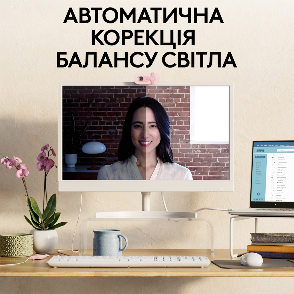 Веб-камера Logitech Brio 100 Full HD Rose (960-001623) - зображення 3