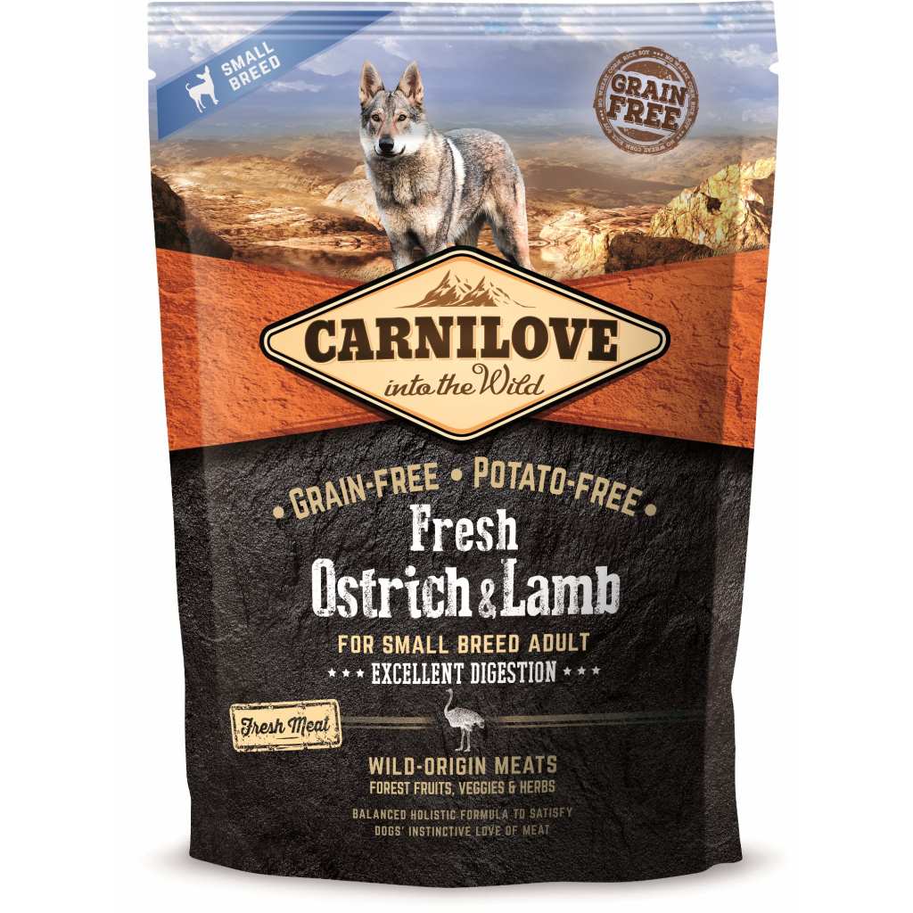Сухий корм для собак Carnilove Fresh Ostrich and Lamb for Small Breed Dogs 1.5 кг (8595602527472) - зображення 1
