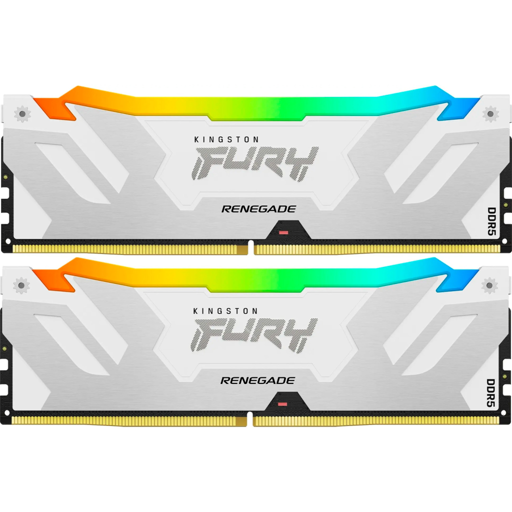 Модуль пам'яті для комп'ютера DDR5 48GB (2x24GB) 8000 MHz Renegade RGB White/Silver Kingston Fury (ex.HyperX) (KF580C38RWAK2-48) - зображення 2