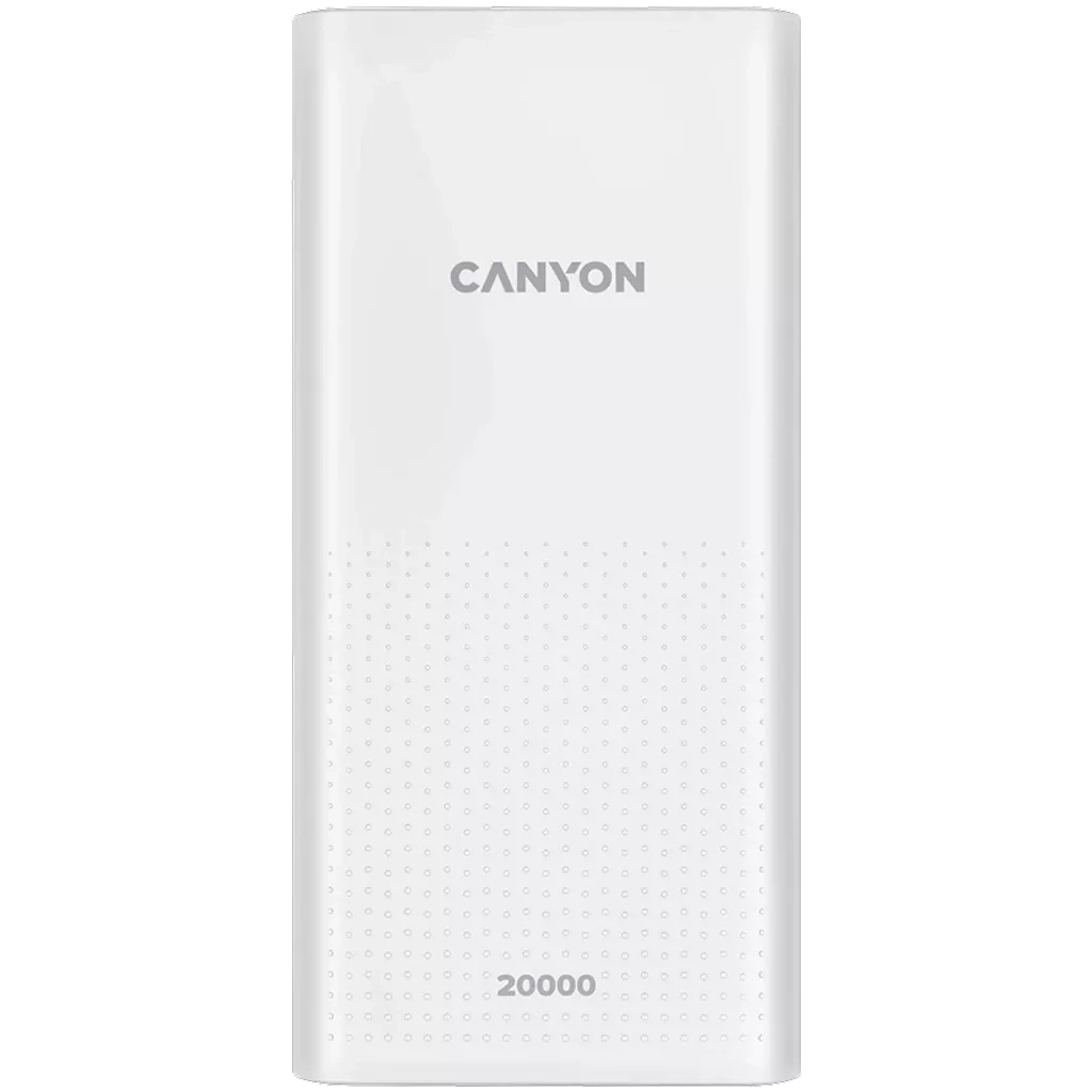 Батарея універсальна Canyon 20000mAh, Input 5V/2A, Output 5V/2.1A(Max), White (CNE-CPB2001W) - зображення 1