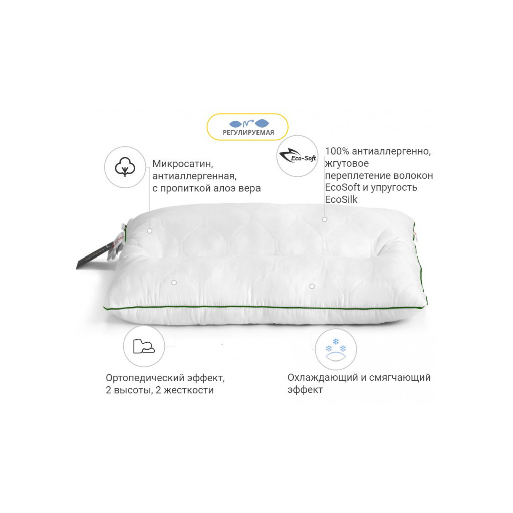 Подушка MirSon ортопедична DeLuxe Eco-Soft Aloe Vera 564 ортопедична 50х70 (2200000625151) - зображення 5