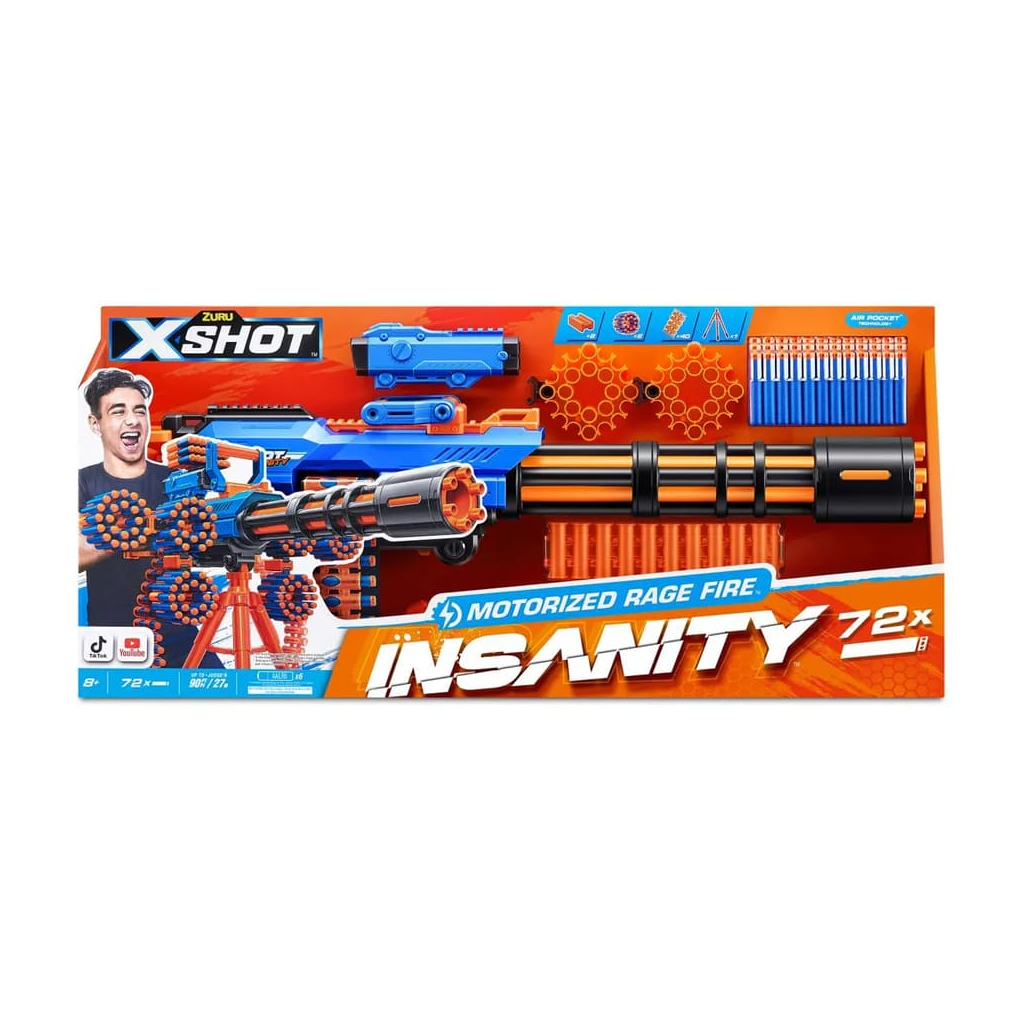 Іграшкова зброя Zuru X-Shot Швидкострільний бластер Insanity-Motorized Rage Fire Gatlin Gun зі штативом (72 патронів) (36605R) - зображення 5