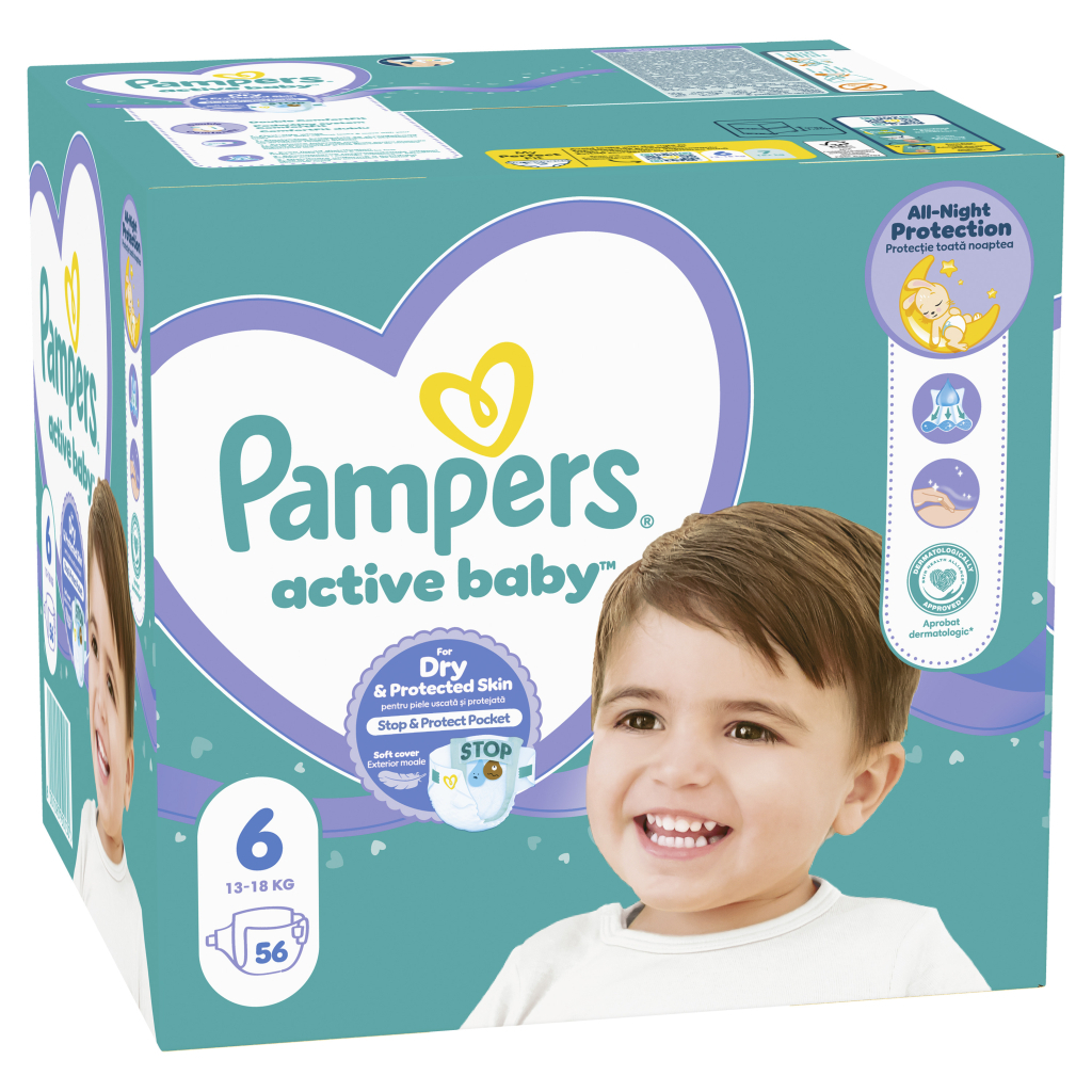 Підгузки Pampers Active Baby Giant Розмір 6 (13-18 кг) 56 шт (8001090950130) - зображення 2