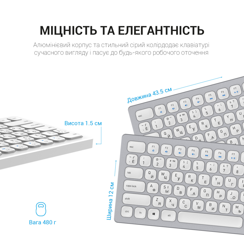 Клавіатура OfficePro SK1550 Wireless White (SK1550W) - зображення 6