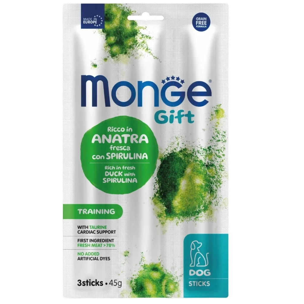 Ласощі для собак Monge Gift Dog Training качка зі спіруліною 45 г (8009470085441) - зображення 1