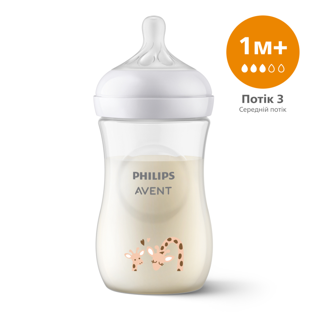 Пляшечка для годування Philips AVENT Natural Природний потік Жираф 260 мл (SCY903/66) - зображення 1