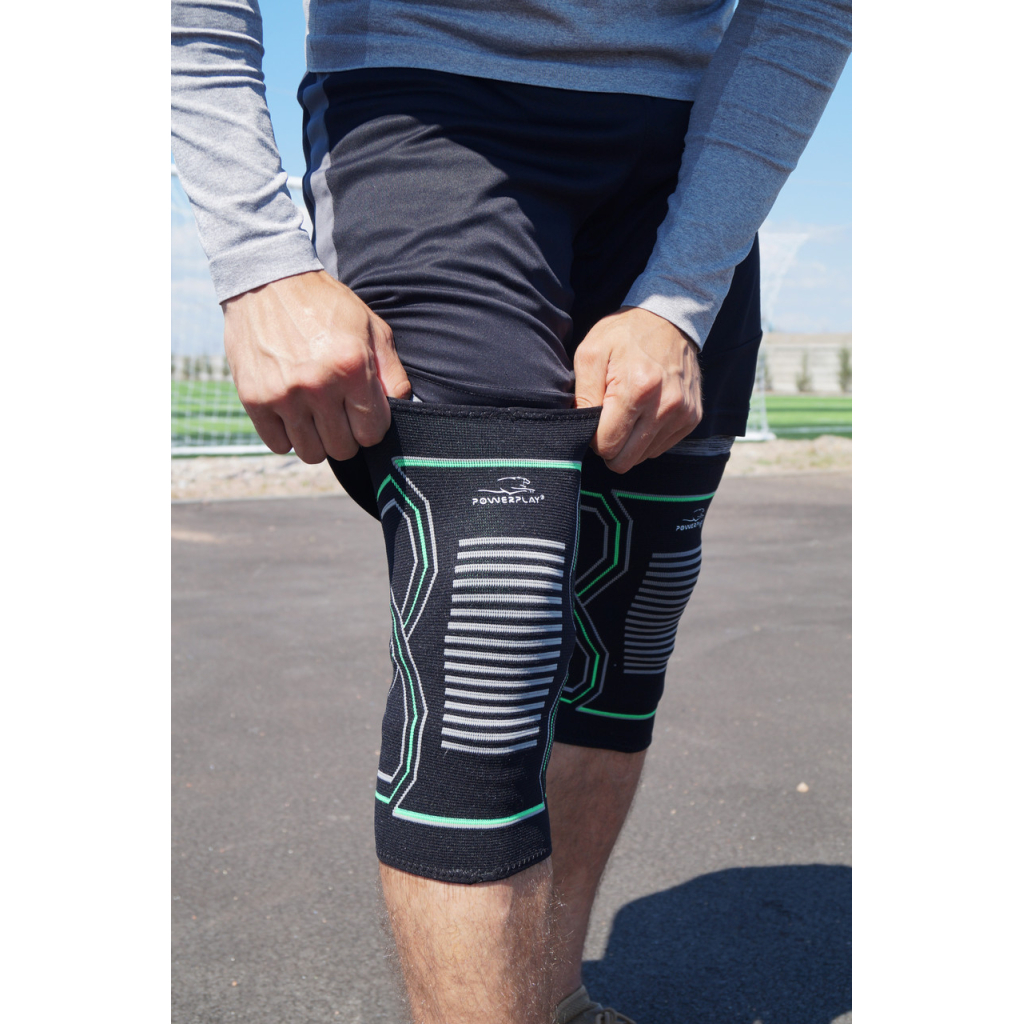 Фіксатор коліна PowerPlay PP-4099 Knee Support Чорно/Зелені S/M (PP_4099_S/M_Bl/Green) - зображення 3