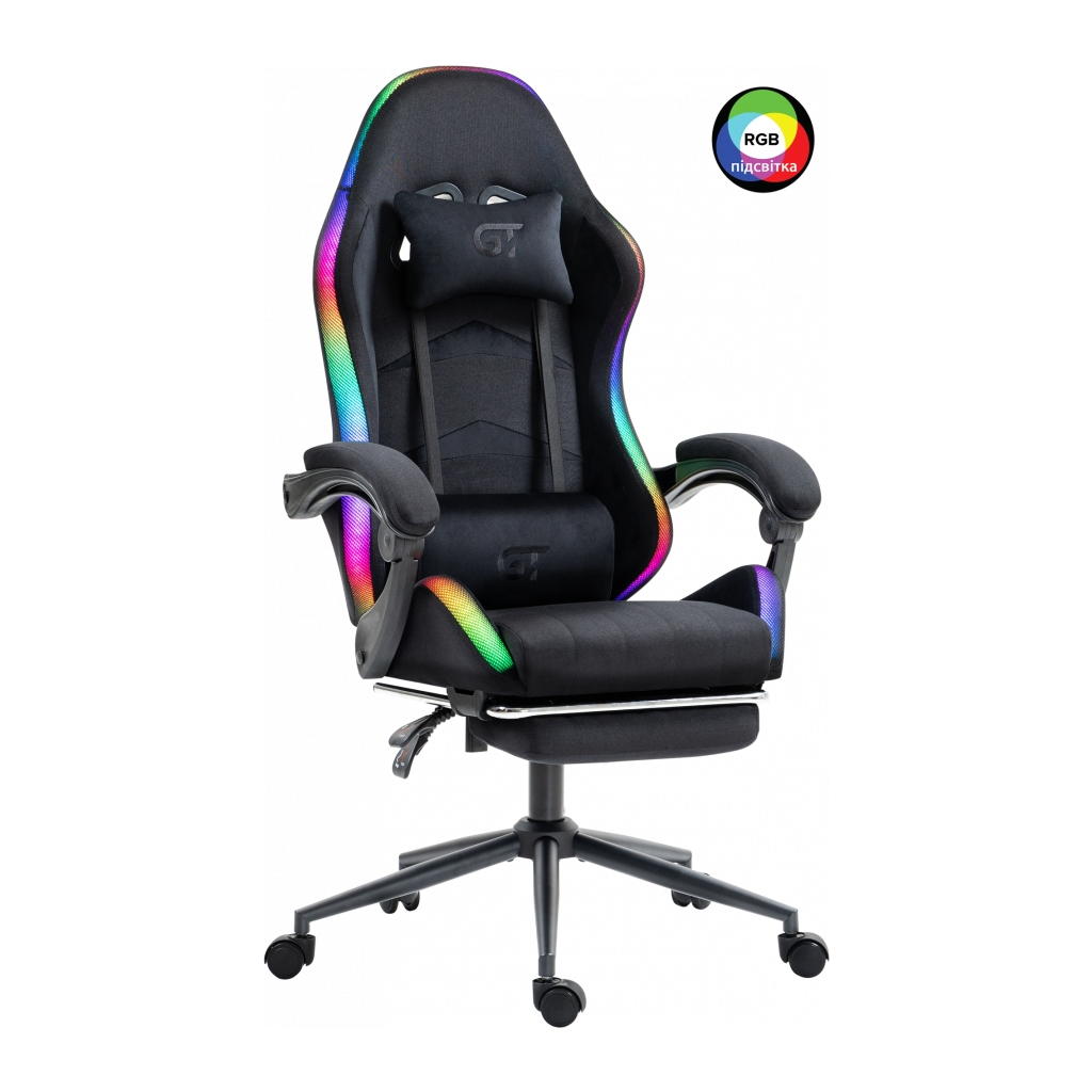 Крісло ігрове GT Racer X-2325 Fabric Black LED (X-2325 Fabric Black L) - зображення 2