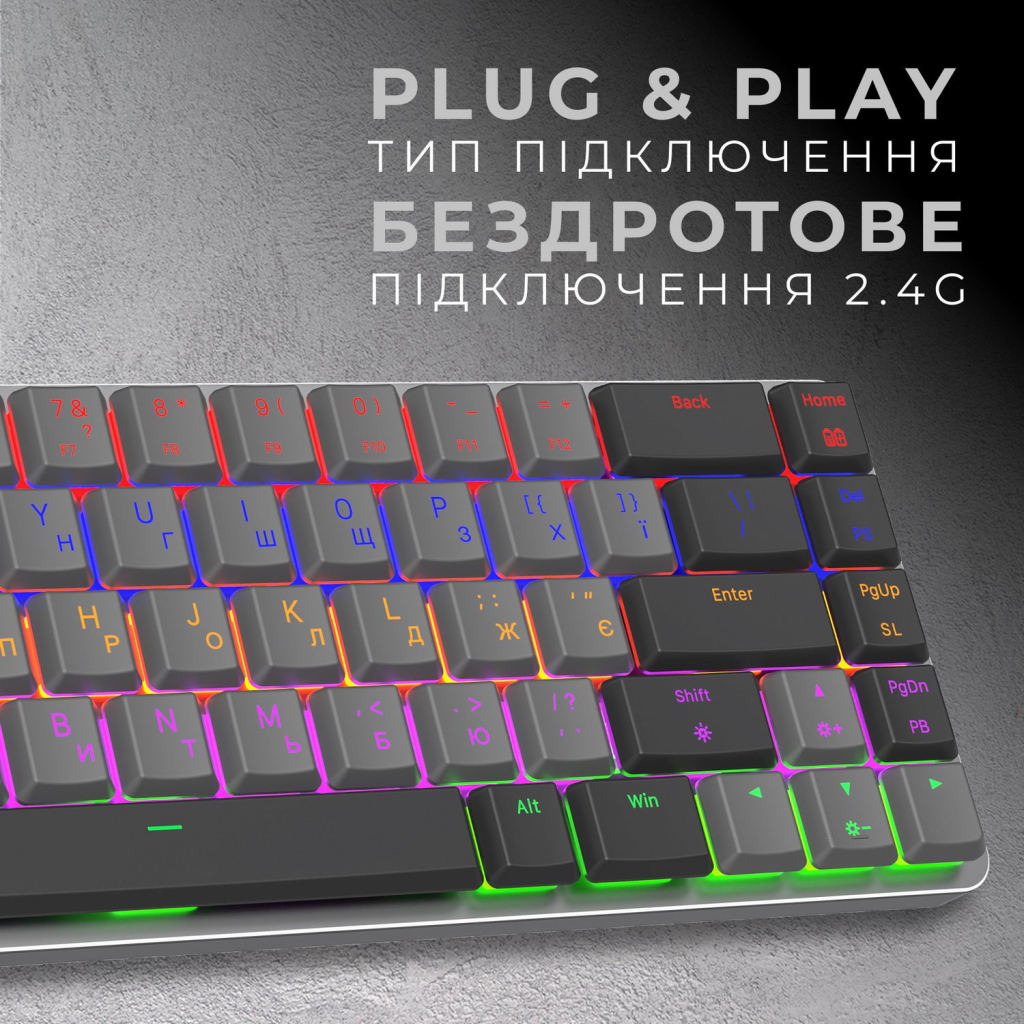 Клавіатура GamePro MK122R Red Swich Low Profile Wireless Dark Gray (MK122R) - изображение 4