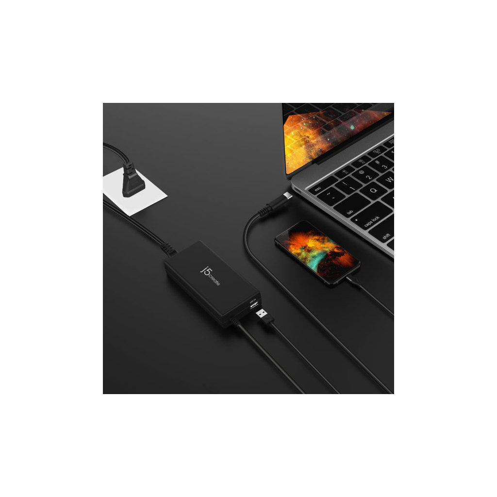 Блок живлення до ноутбуку J5create USB-C/PD/90W, USB-A/10W (JUP2290C-EN) - зображення 4