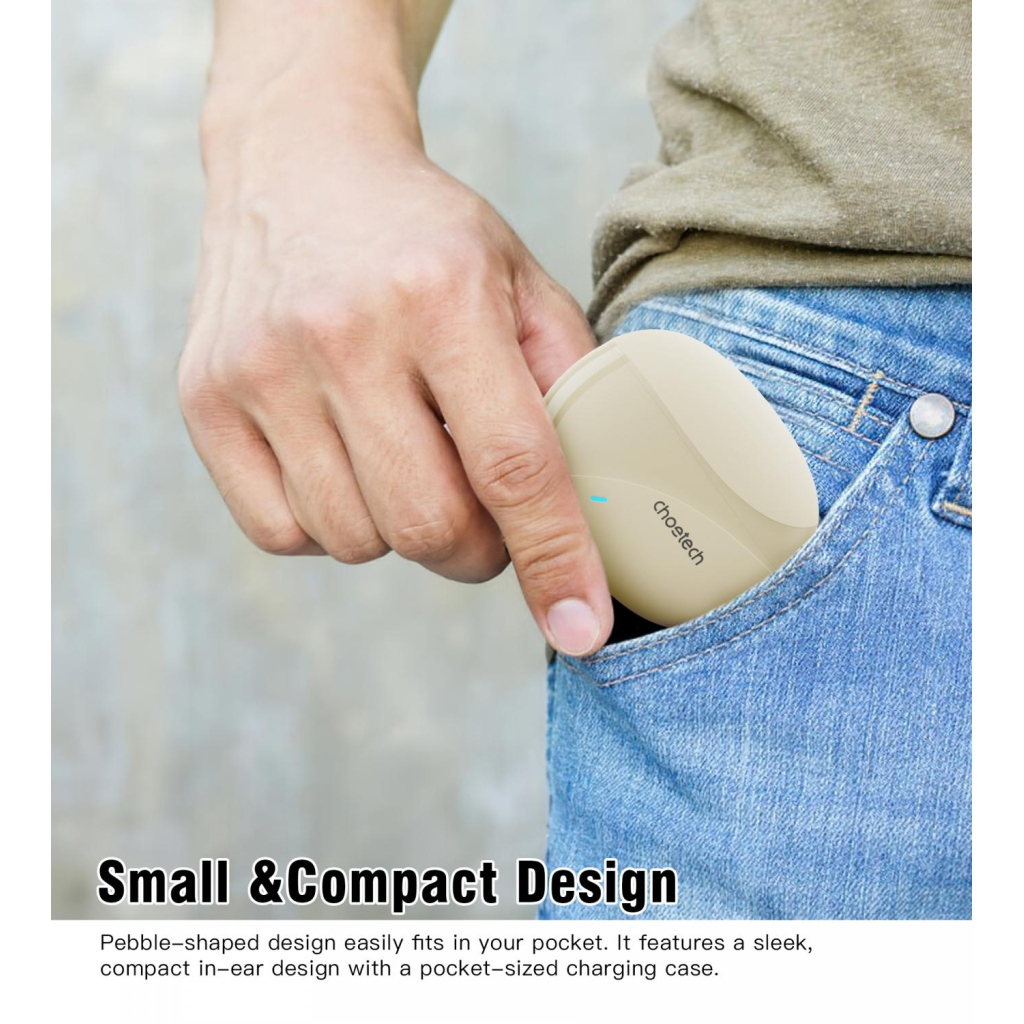 Навушники Choetech TWS Oval Beige (BH-T24-SK) - зображення 7