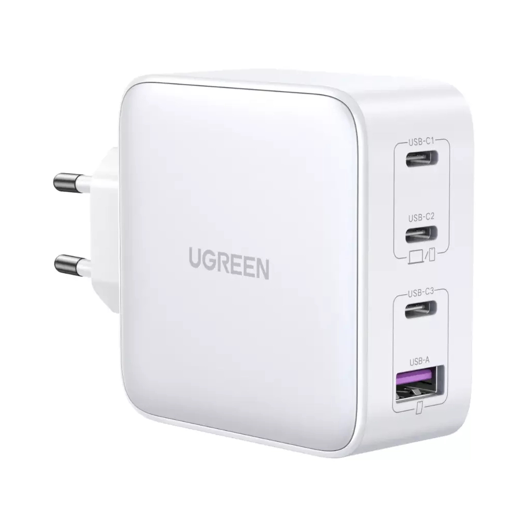 Зарядний пристрій Ugreen 4xUSB 100W (3хUSB-C+USB-A) Gan white CD226 (15337) - зображення 1