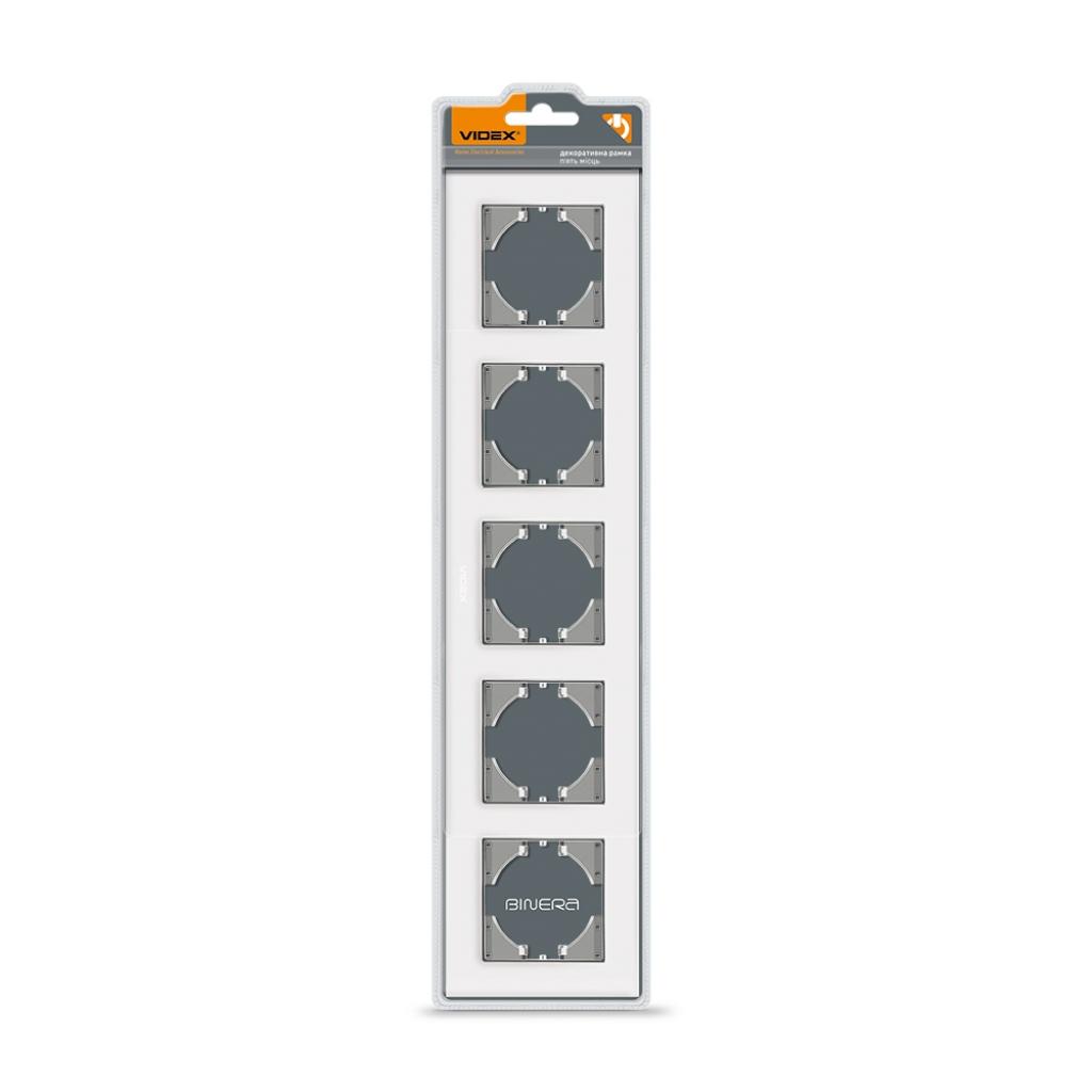 Рамка Videx BINERA біле скло 5 поста (VF-BNFRG5H-W) - изображение 2