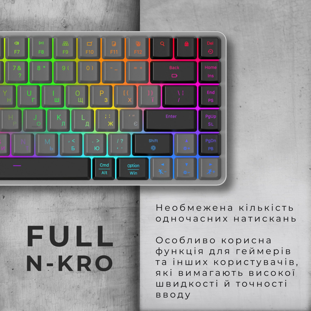 Клавіатура GamePro MK230R Red Swich Low Profile RGB Wireless/Bluetooth/USB Dark Gray (MK230R) - зображення 10