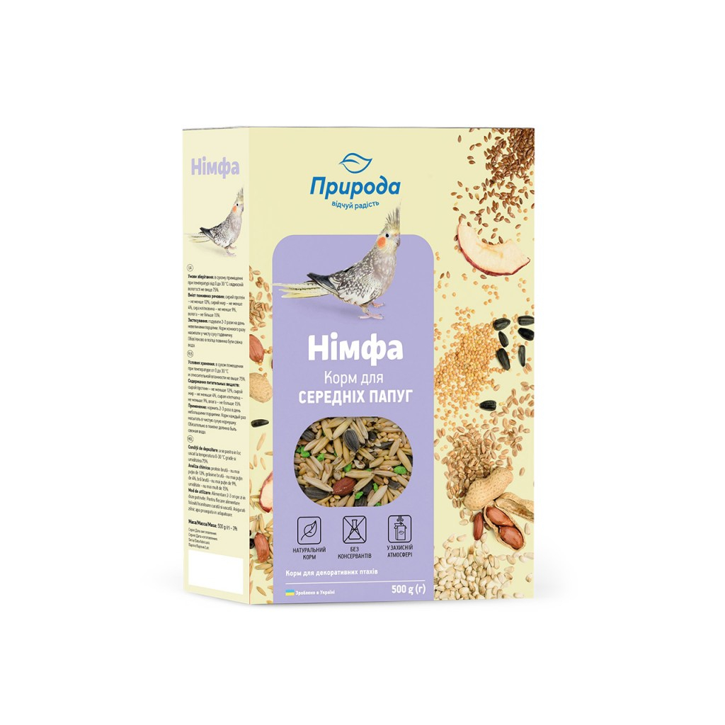 Корм для птахів Природа Німфа для середніх папуг 500 г (4823082410804) - зображення 1