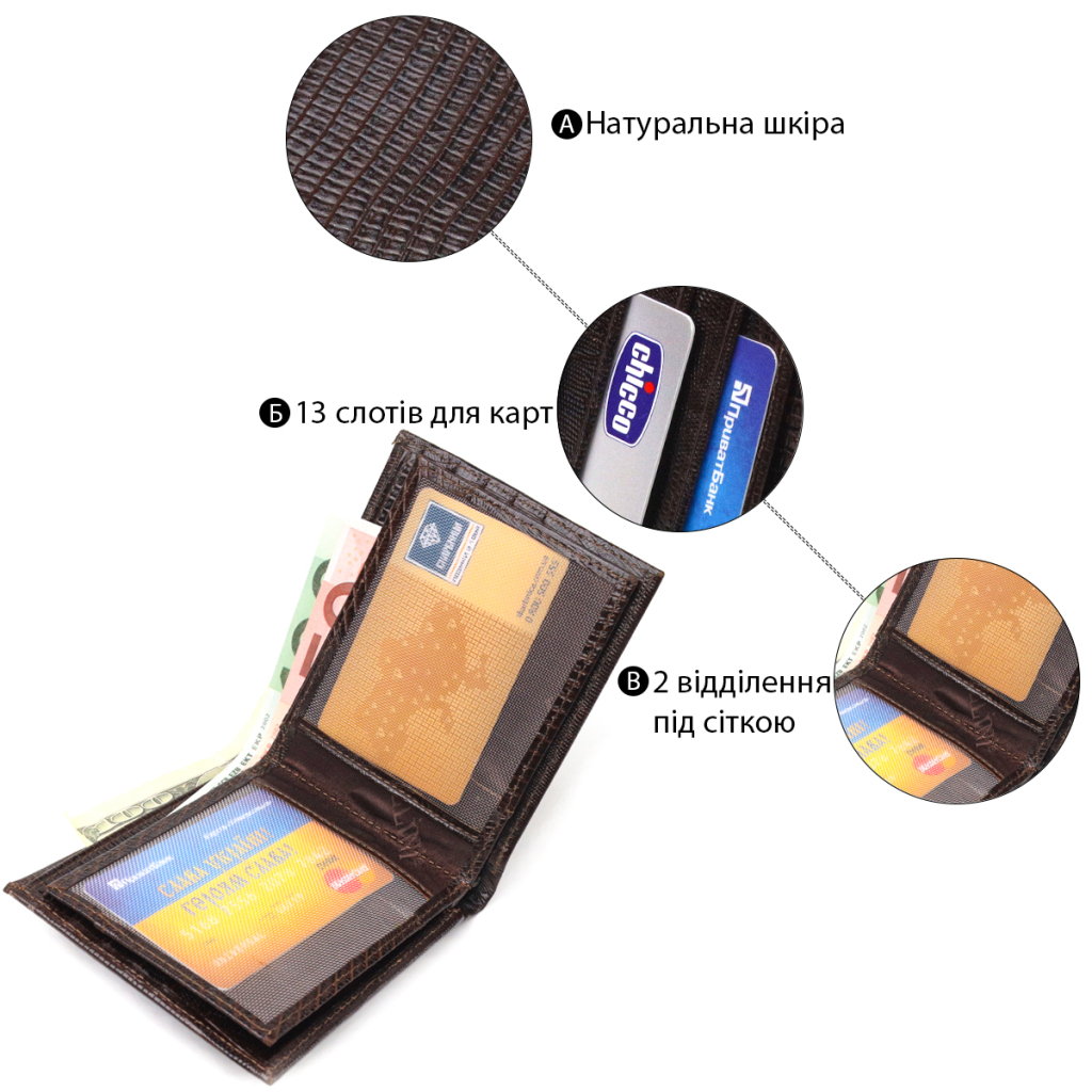 Гаманець Canpellini З натуральної шкіри Коричневий (21585) - зображення 4