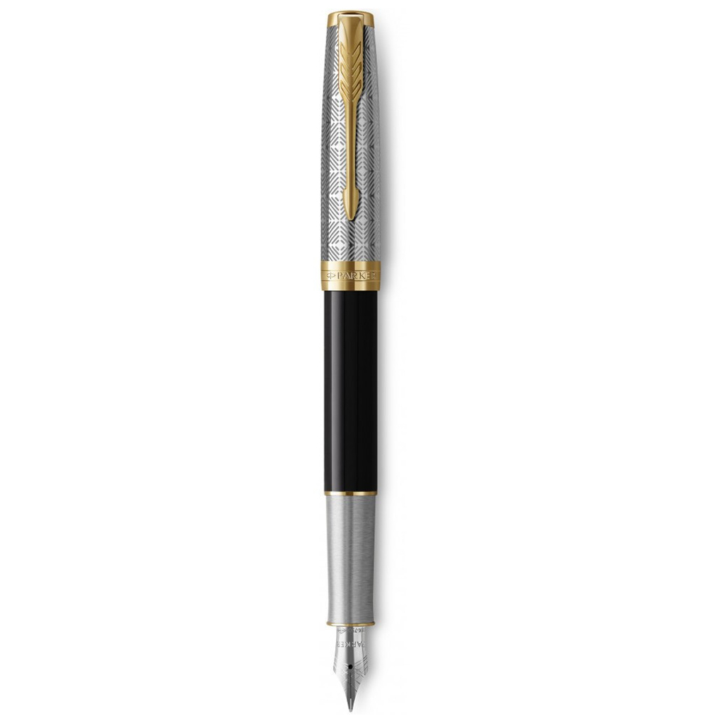 Ручка пір'яна Parker SONNET 17 Metal & Black Lacquer GT FP18 F (68 111) - изображение 1