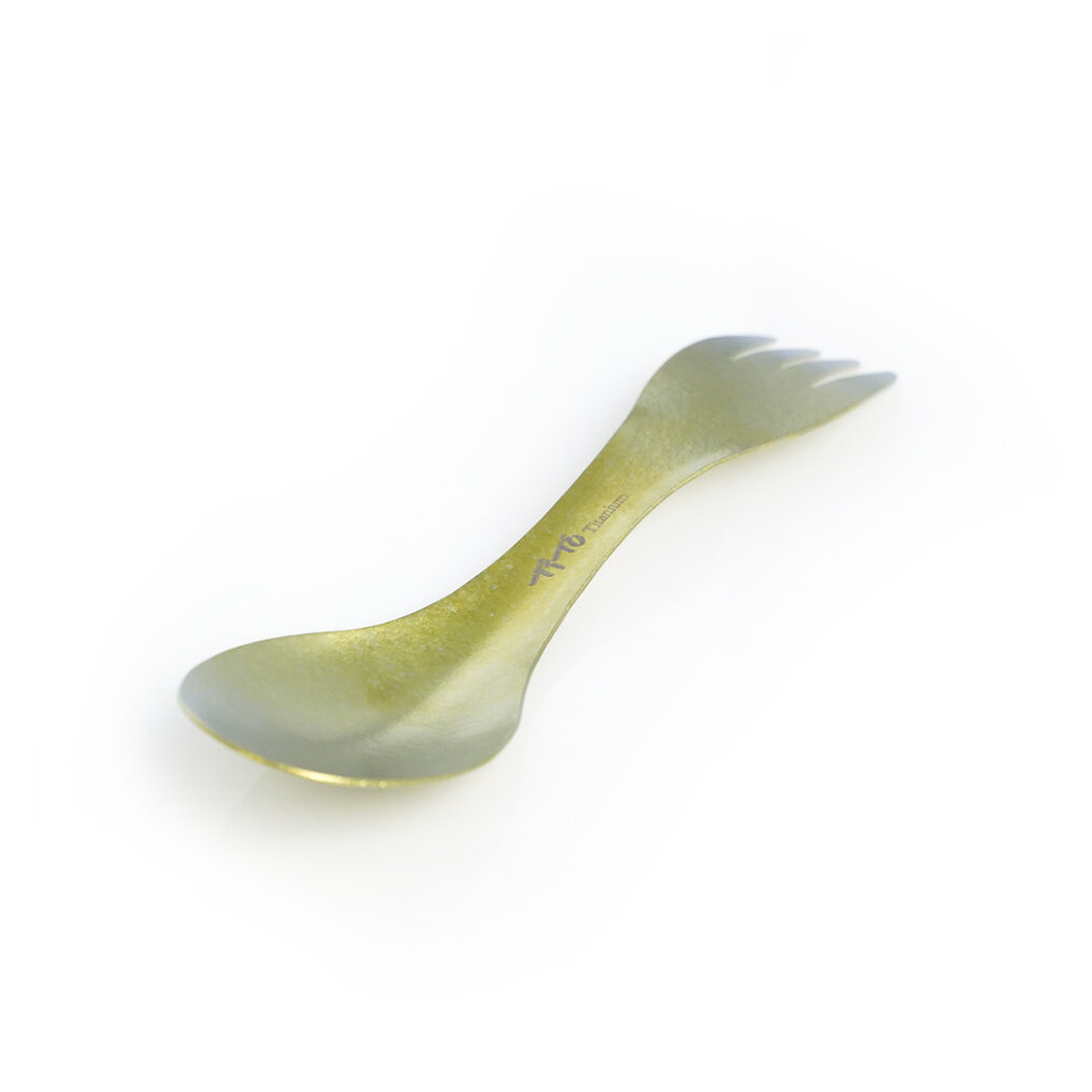 Ложка-виделка туристична TiTo Titanium 2 в 1 з мішечком Gold (SPK2B1-GLkit) - зображення 3