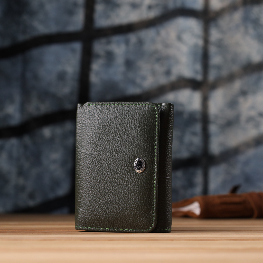 Гаманець ST Leather З натуральної шкіри Зелений (23072) - изображение 10