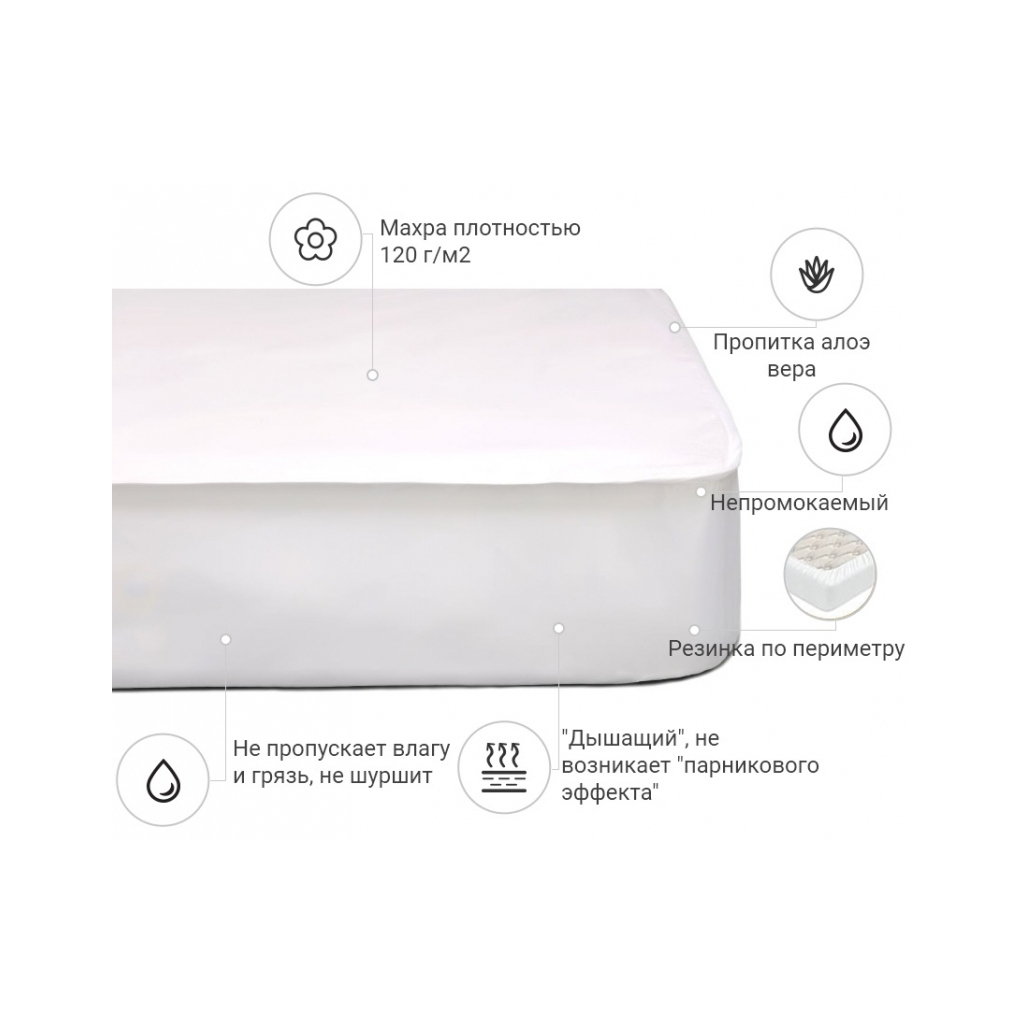 Наматрацник MirSon Terry Waterproof Aloe Vera 219 водонепроникний гумка по периметру 70x140 см (2200000327161) - зображення 2
