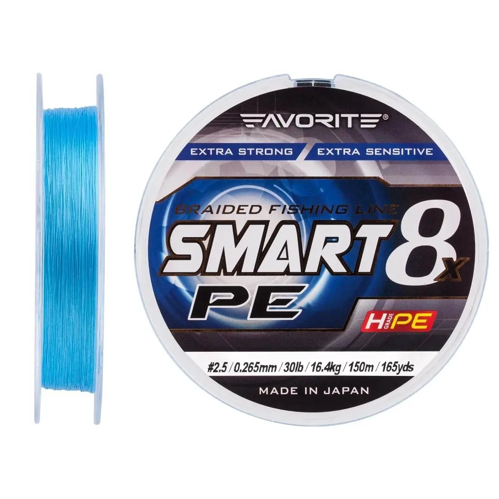 Шнур Favorite Smart PE 8x 150м 2.5/0.265mm 30lb/16.4kg Sky Blue (1693.10.77) - изображение 2