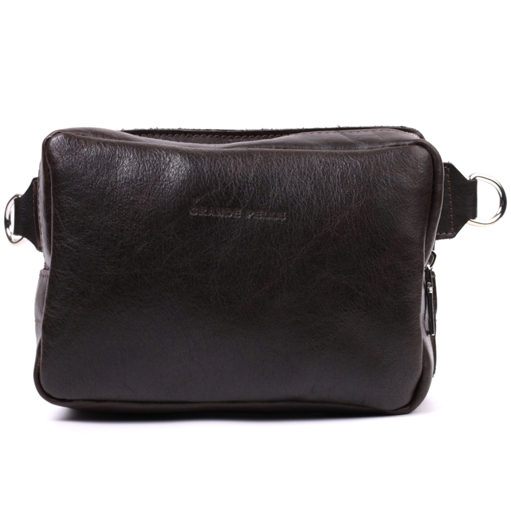 Сумка Grande Pelle Бананка з натуральної шкіри Коричнева (22575) - зображення 5