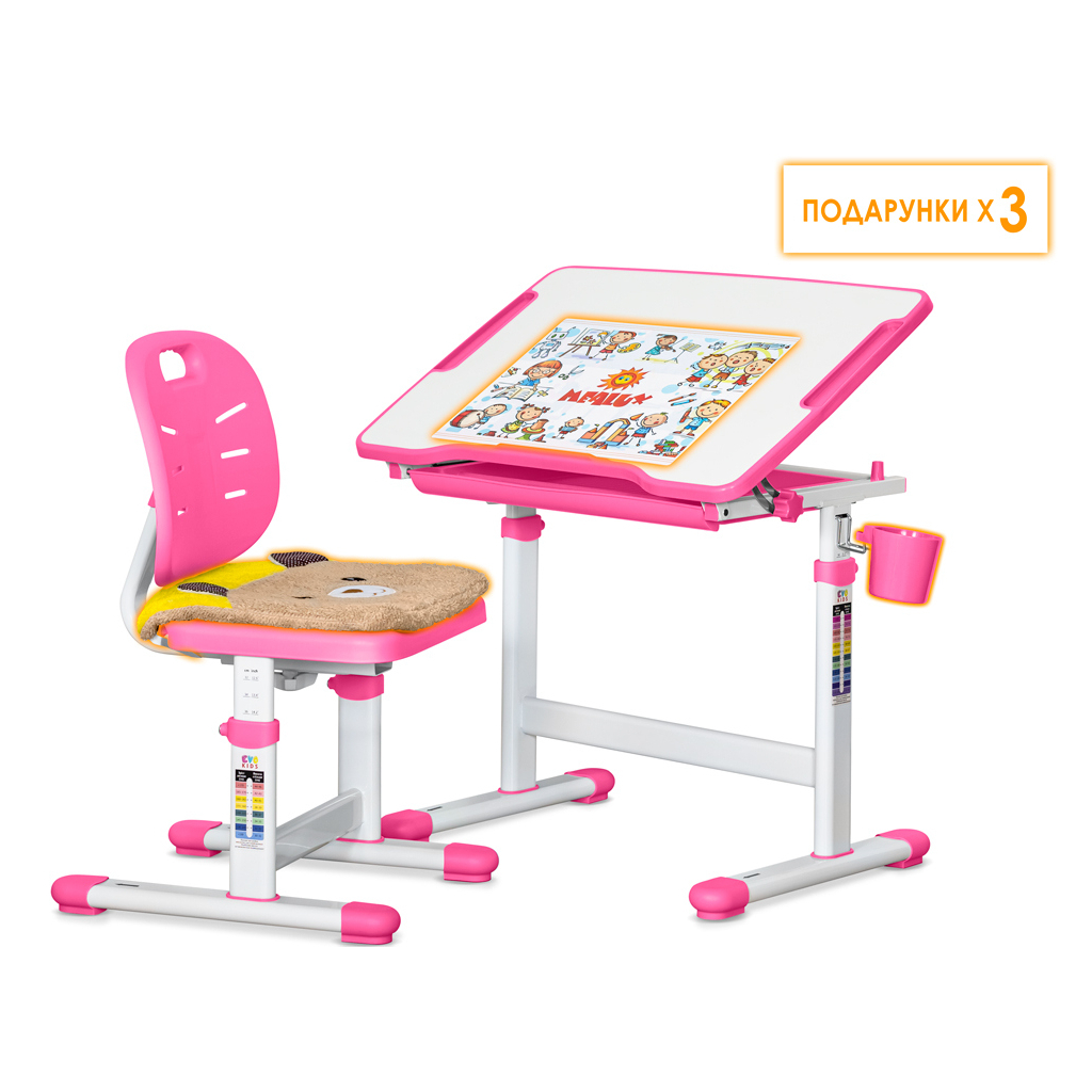 Парта зі стільцем Evo-kids Pink (Evo-06 Ergo PN) - зображення 5
