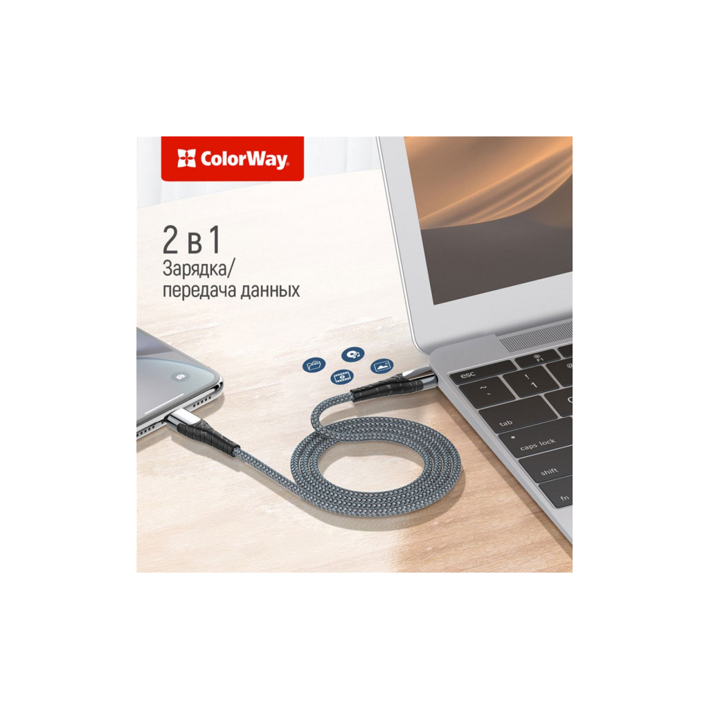 Дата кабель USB-C to Lightning 1.0m ColorWay (CW-CBPDCL033-GR) - picture 8