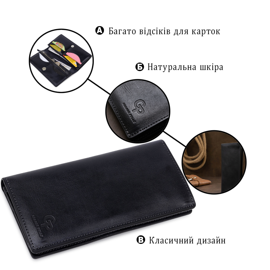 Портмоне Grande Pelle Шкіряне унісекс Синє (11556) - зображення 4