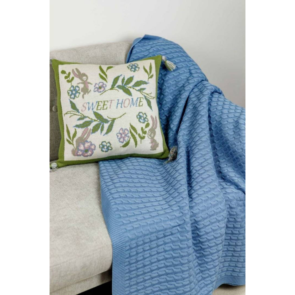 Плед Прованс в'язаний Sweet Home Kosa волошковий 130х170 см (4823093444874) - зображення 2