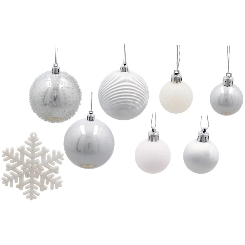 Ялинкова іграшка Chomik пластикові Кульки, сніжинки 30 шт, срібні (5900779895324_1) - зображення 2
