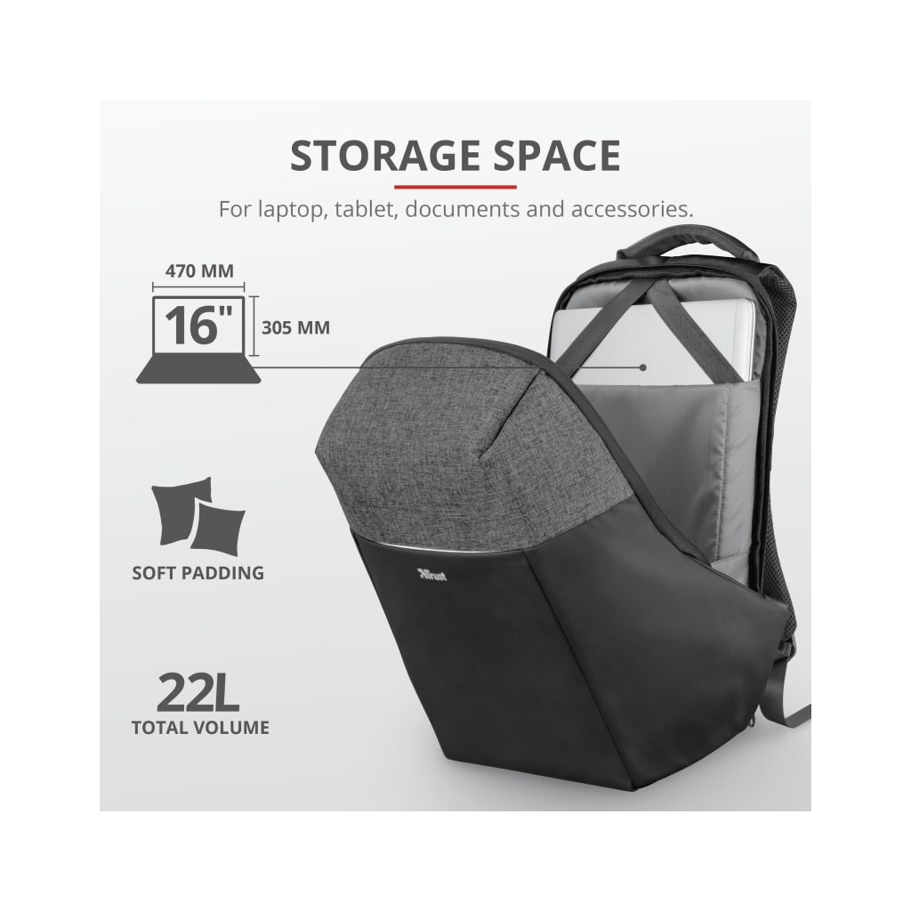 Рюкзак для ноутбука Trust 16" Nox Anti-theft BLACK (23083) - зображення 10