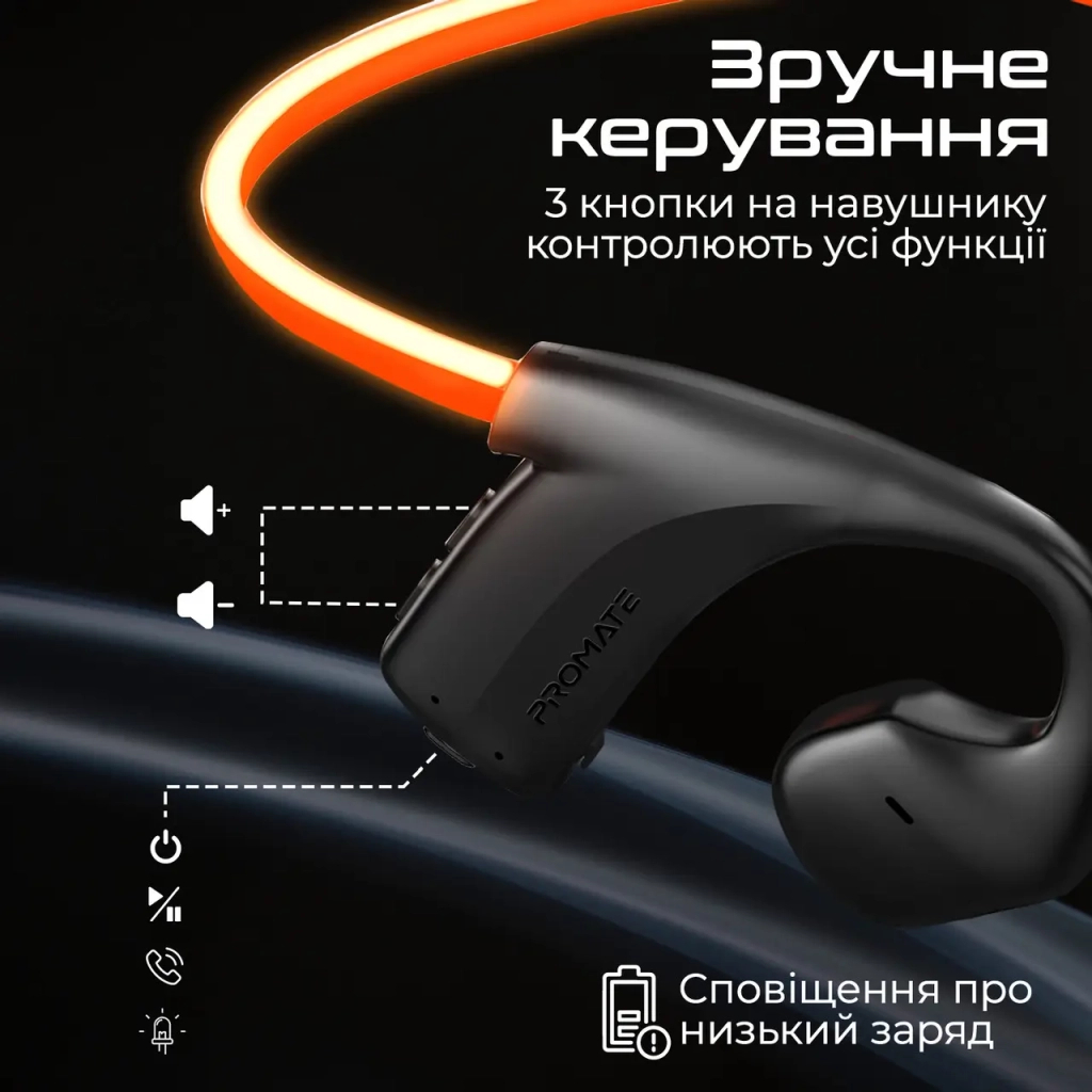 Навушники Promate RippleGlow Black (rippleglow.black) - изображение 10