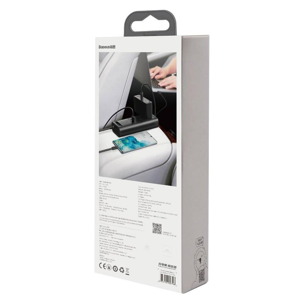 Автомобільний інвертор 12V/220V 150W In-car Inverter, USB, Type-C, 0.4m Baseus (CRNBQ-A01) - зображення 6